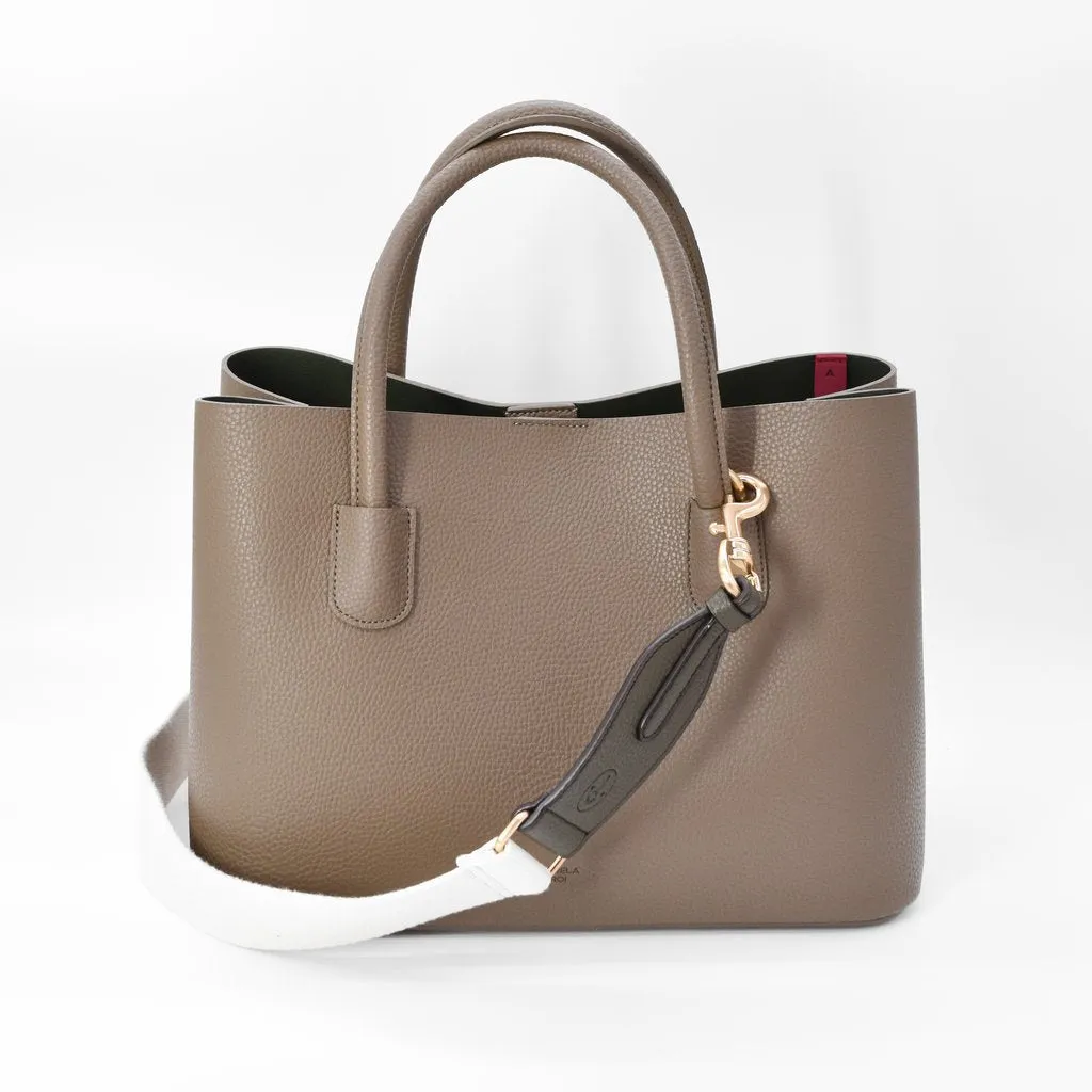Webbing Bag Strap in Ivory/Deep Olive
