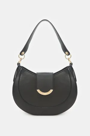 Women Black Plain Cross Body Bag