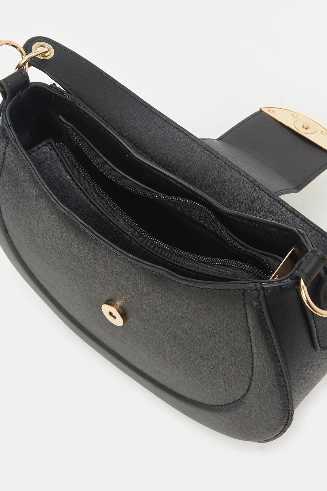Women Black Plain Cross Body Bag